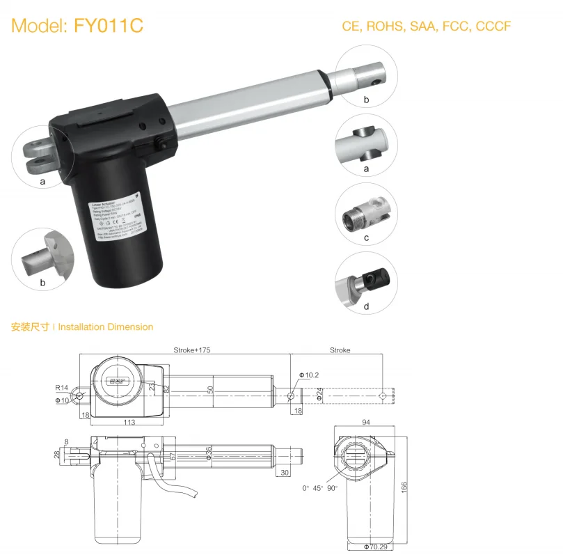 XINHUANGDUO AUTO BHTGP Electric Linear Actuator – 12V 24V, 12-20 Inch Stroke, 8000N/800KG/1760LBS Max Force