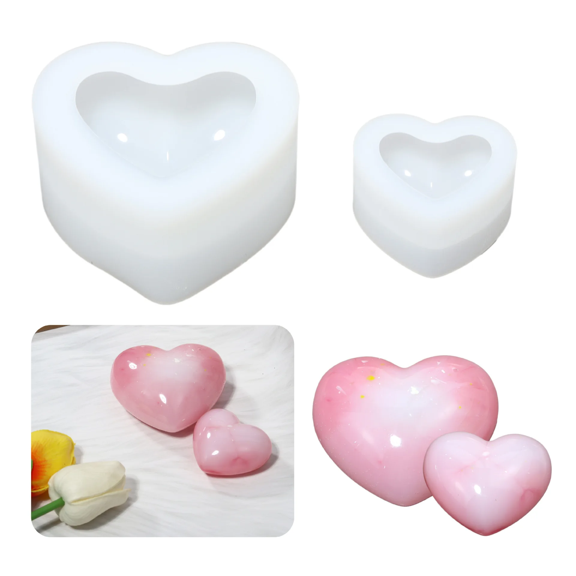 DIY Heart-Shaped Silicone Mold Non-Stick Heat Resistant Non-Toxic Reusable Sustainable Aromatherapy Plaster Tabletop Decoration factory