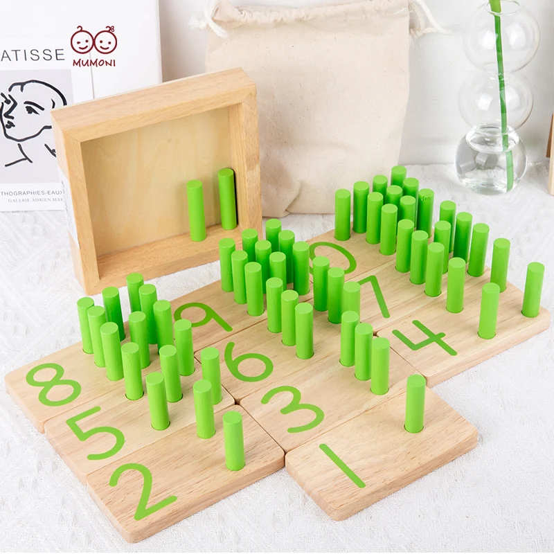 Hot Sale Wooden Number Math Learning Toy  Montessori Math Peg Board Counting Material Toys