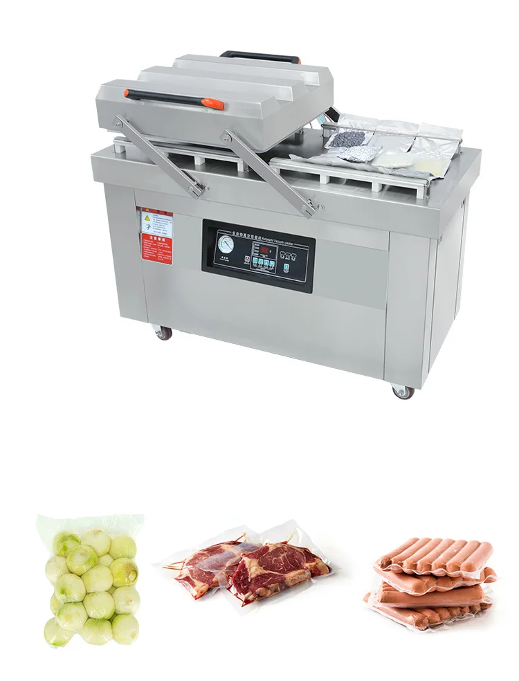DZ-600 Customized Vacuum Pumps Seal Bars Machine Housing Flatbed Double Automatic Chamber Vacuum Sealing Packaging Machine manufacture