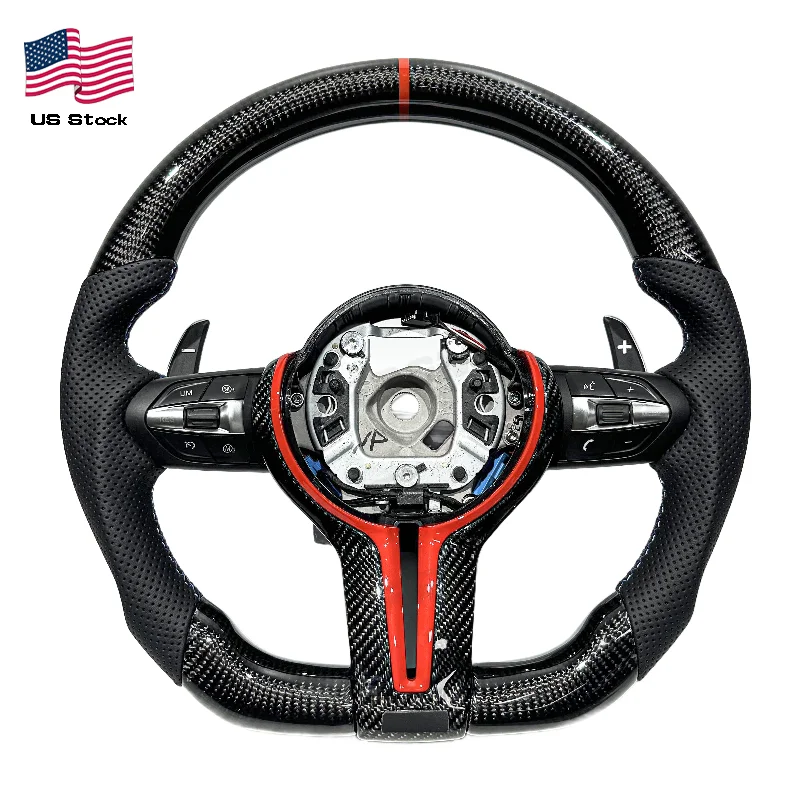 Carbon Fiber & Perforated Leather Steering Wheel for BMW F23 F20 F25 F30 F36 F32 F22 M3 – Flat Bottom