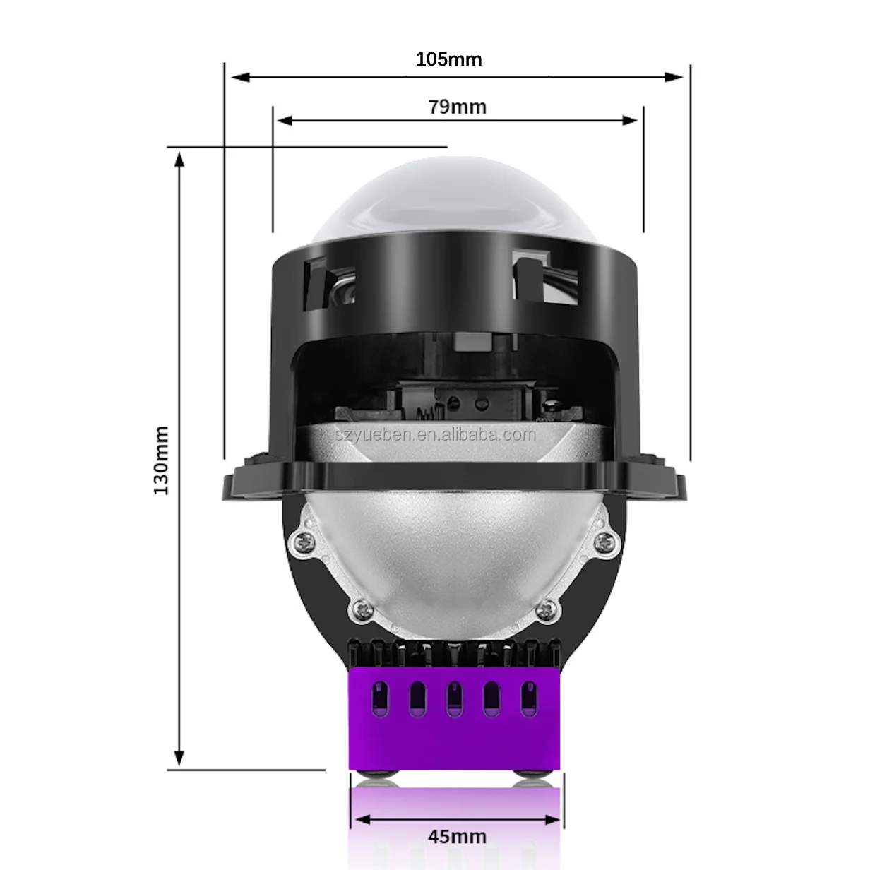 Factory 63W BiLED Projector Lens Dual Color Mini Driving Laser LED High/Low Beam Yellow/White for Honda Audi Corolla Civic Q5