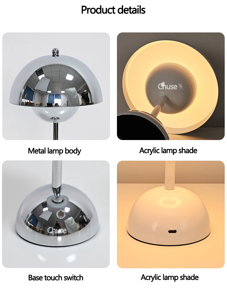 Creative Mushroom Table Lamp Touch Dimmable Wireless Table Lamp ...