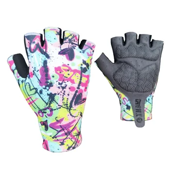 Graffiti Design anti slip shock-absorbing summer breathable bicycle riding sports gloves