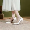 White 8cm stiletto heel