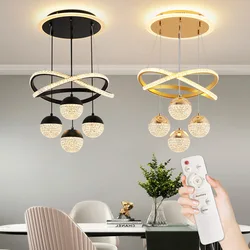 Modern acrylic Black 4 heads New single ring RGB colorful living room led Dining pendant lights for home