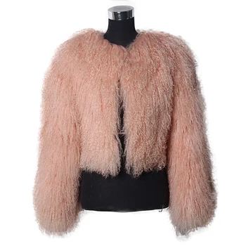 ALICEFUR Wholesale new fashion short design winter jacket real mongolian lamb fur coat women