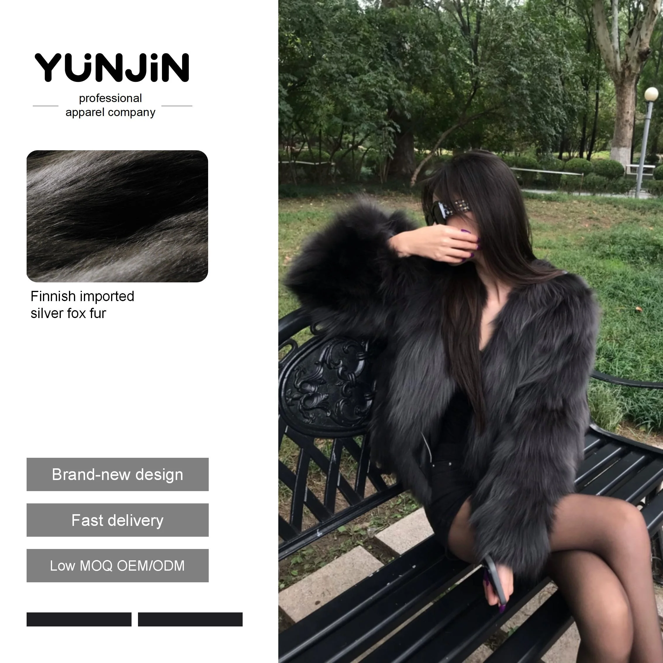 SAGA Finnish Silver Fox Fur Jacket Women Short
