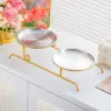 Gold-plated stainless steel round silver tray (17cm)