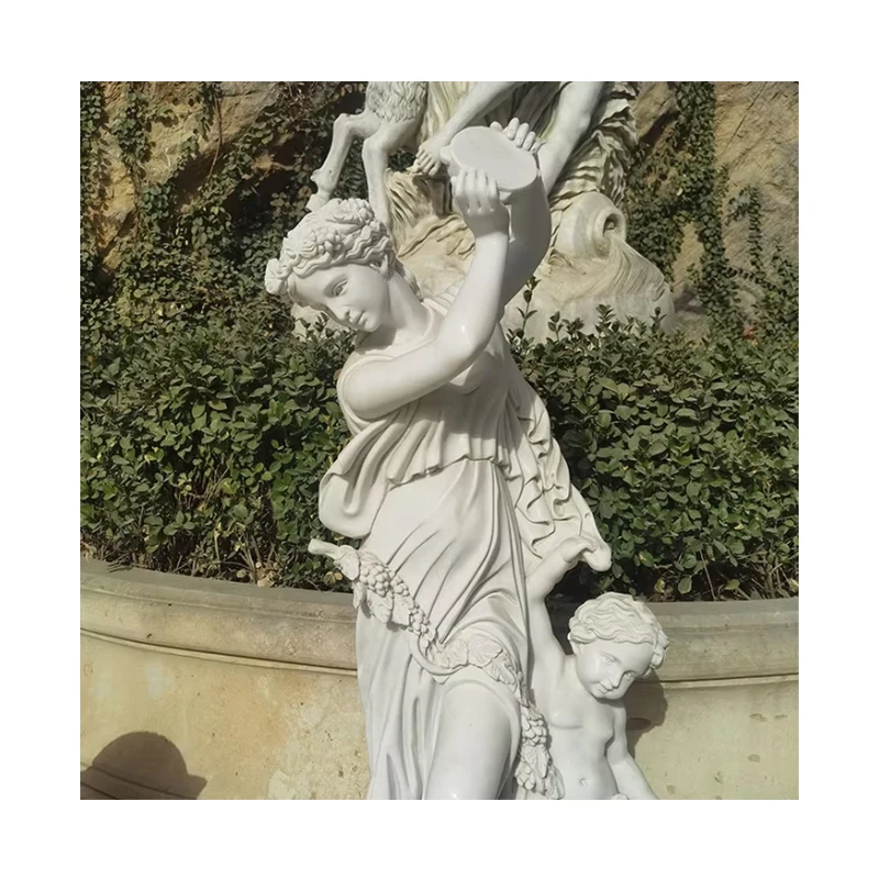 Patung Malaikat Taman dari Marmar Putih Eropah, Patung dengan Saiz Disesuaikan, Reka Bentuk Moden, Gabungan Unsur Semula Jadi Timur dan Barat untuk Tetapan Luar Rumah seperti Tanah Perkuburan