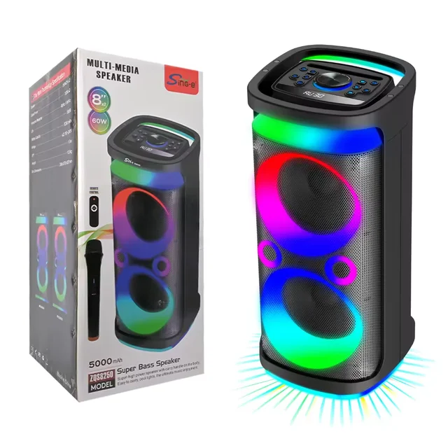 SING-E ZQS10205 Dual 10 inch Outdoor Popular PRO Subwoofer 50W DJ Karaoke Box Wireless Trolley Woofer Party BOX Speaker
