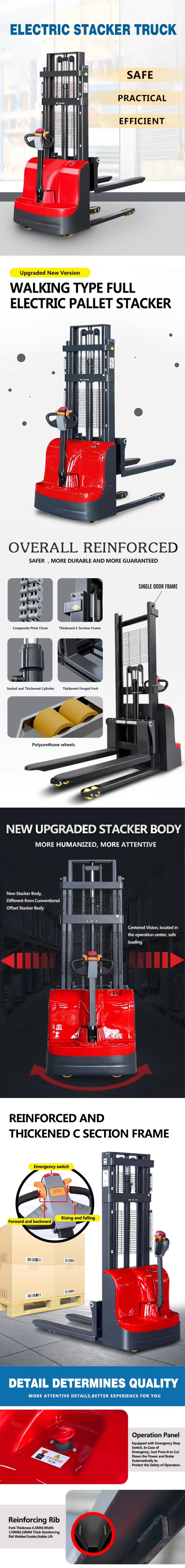 Fully Electric Drive Stacking Crane Forklift Electric Pallet Truck ...