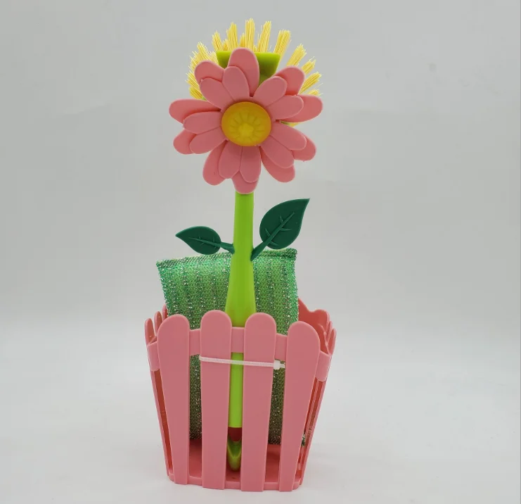 flower dish brush made of plastic