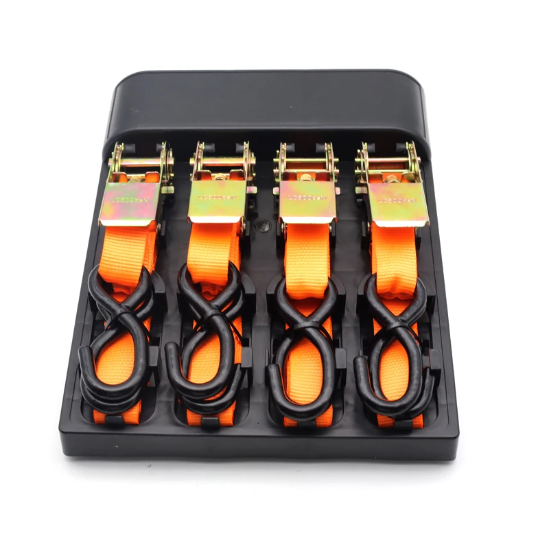 4‑Pack 1 Inch Orange Ratchet Tie Down