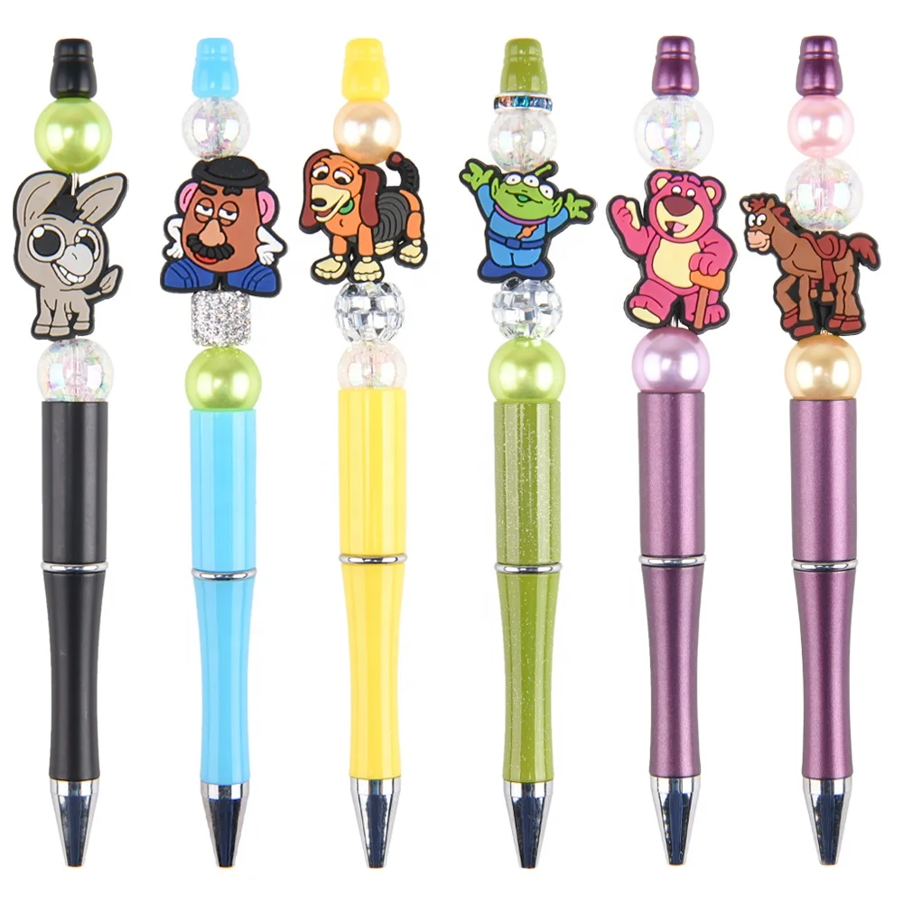 China Factory Plastic Beadable Pens, with Glass European Beads and