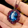 Black gold Blue pointed crystal pendant with box chain