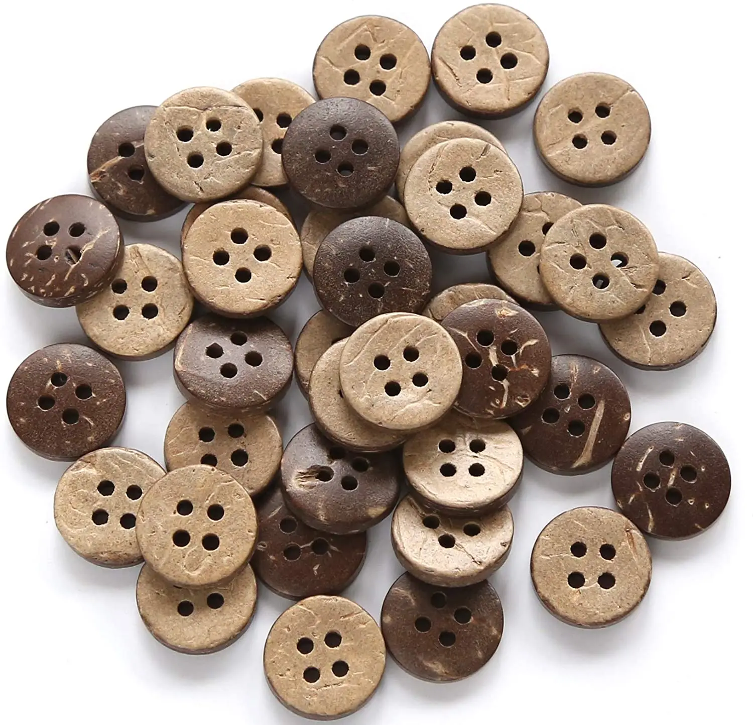 200 Hot Pattern Mixed Coconut Shell 2 Holes Sewing Buttons Scrapbooking 15mm 