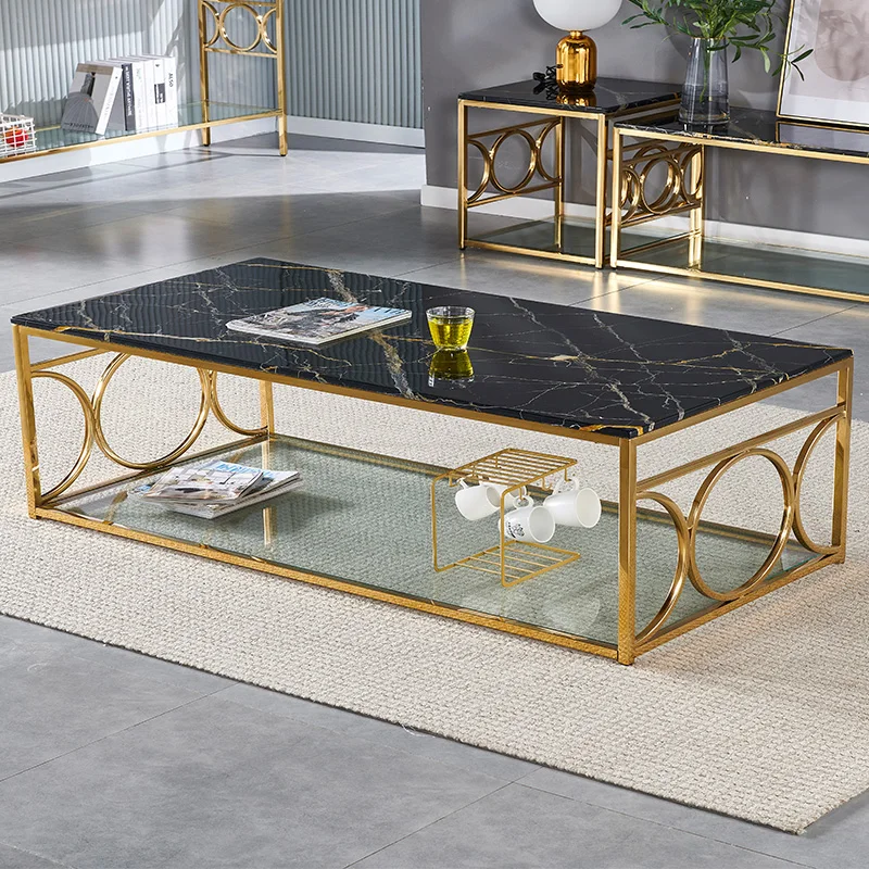 Factory Stainless Steel Living Room Table Marble Top Direct Sale Center ...