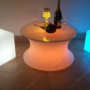 Color Changing LED Outdoor Furniture Coffee Table for Dining Living Room/Garden/Park/Party Event