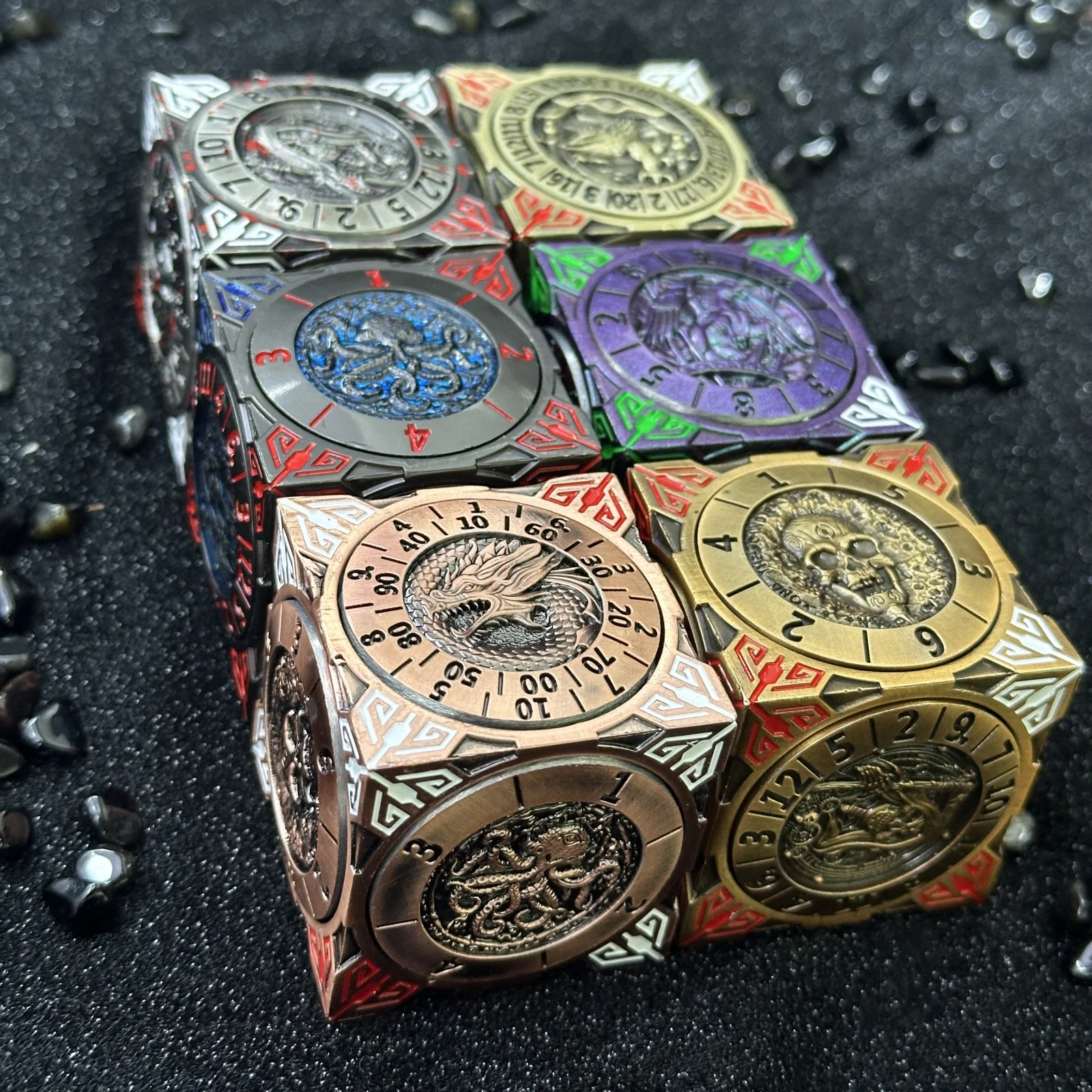 ARUOHHA Hollow Dragon Metal Dice Set - Blue, 7-Piece DND RPG Polyhedral Dice With Gift Box - View #11