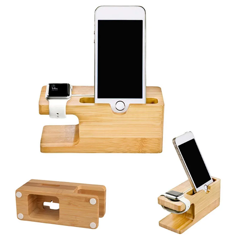 Buy Bamboo Wood Phone Holder,2 In 1 