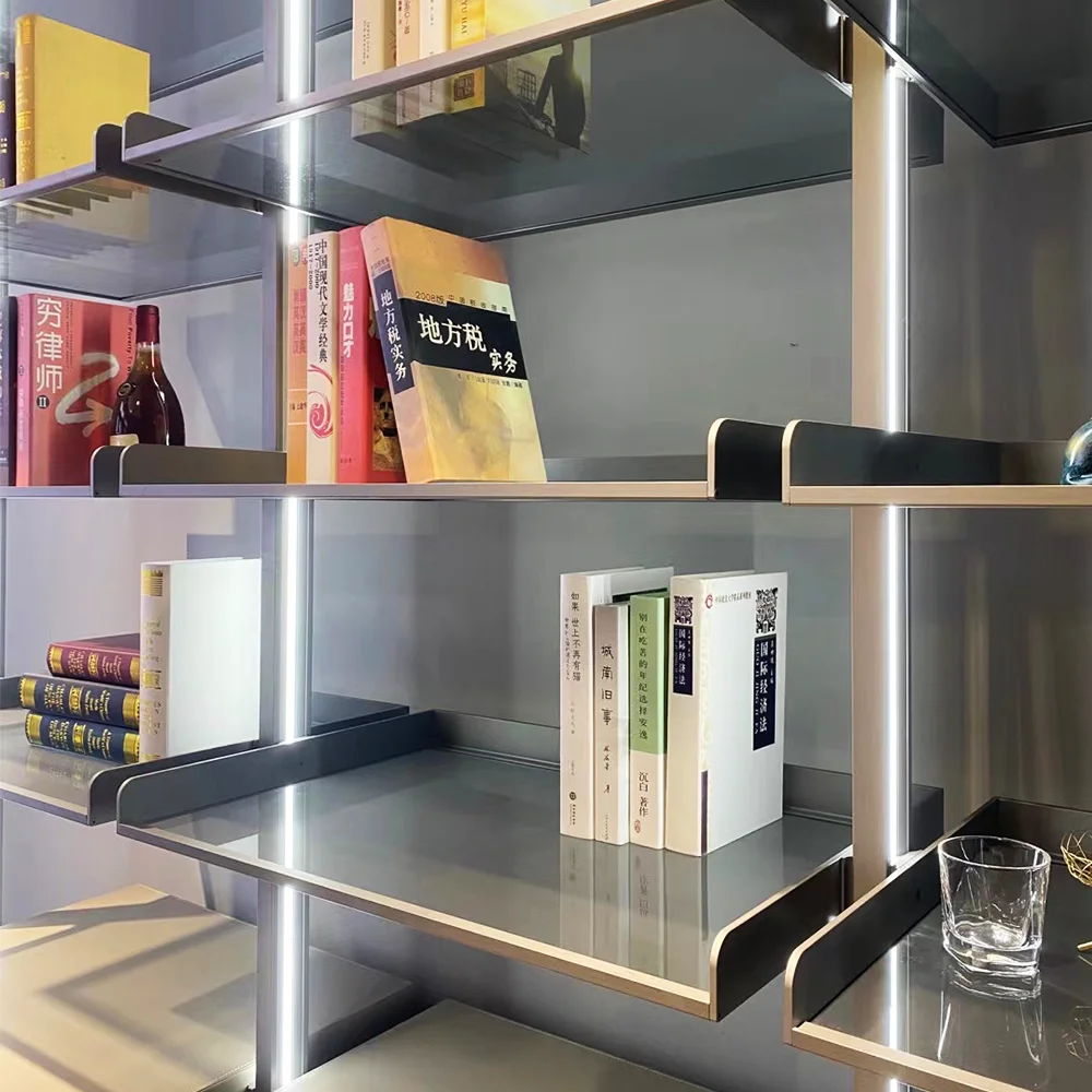 Indoor Ceiling Mount Modular Cabinet End Bracket  Aluminium Profile Pole System Walk in Closet Wardrobe With Led Light