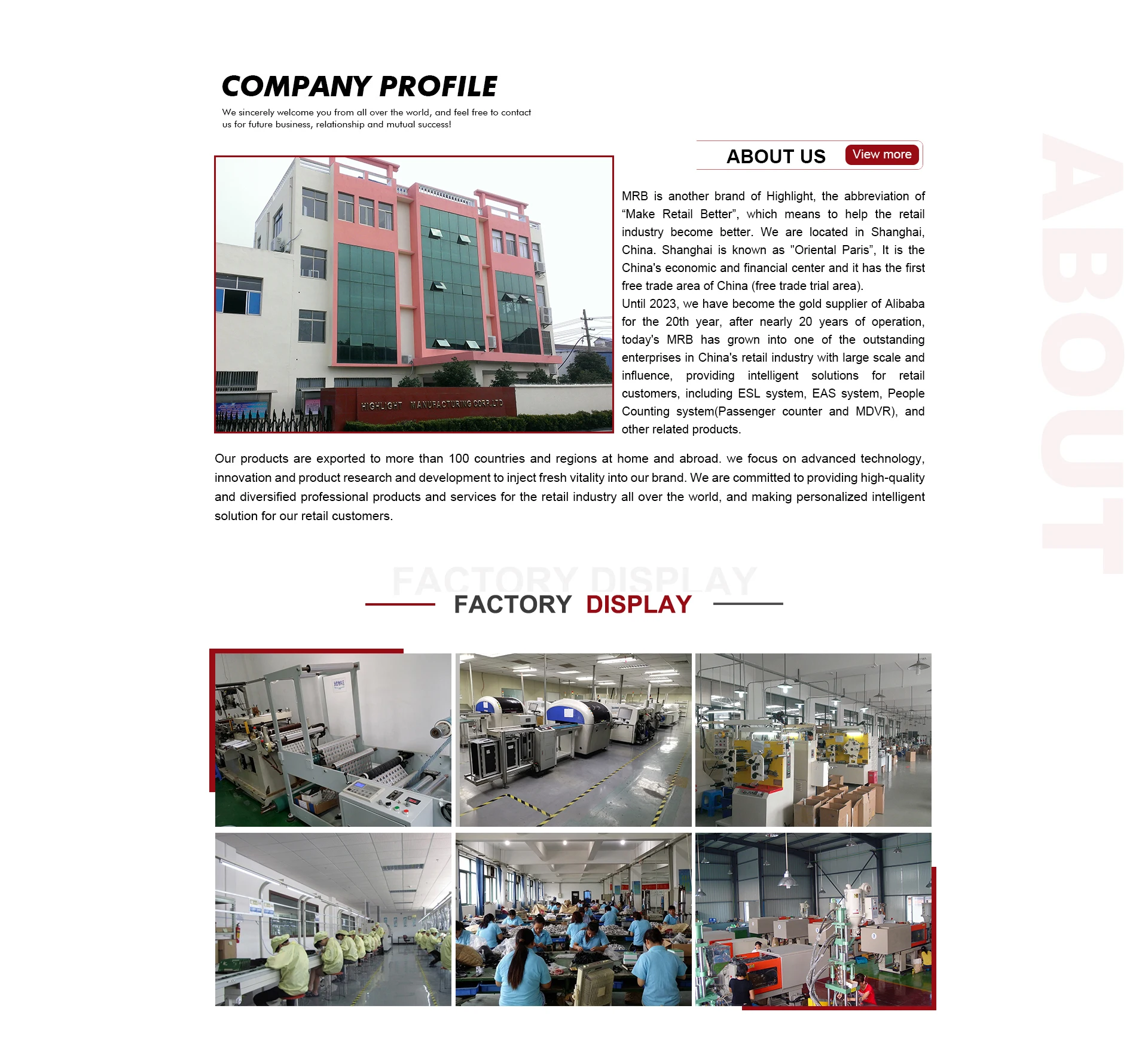 Highlight Manufacturing Corp., Ltd. - EAS ESL, People counter