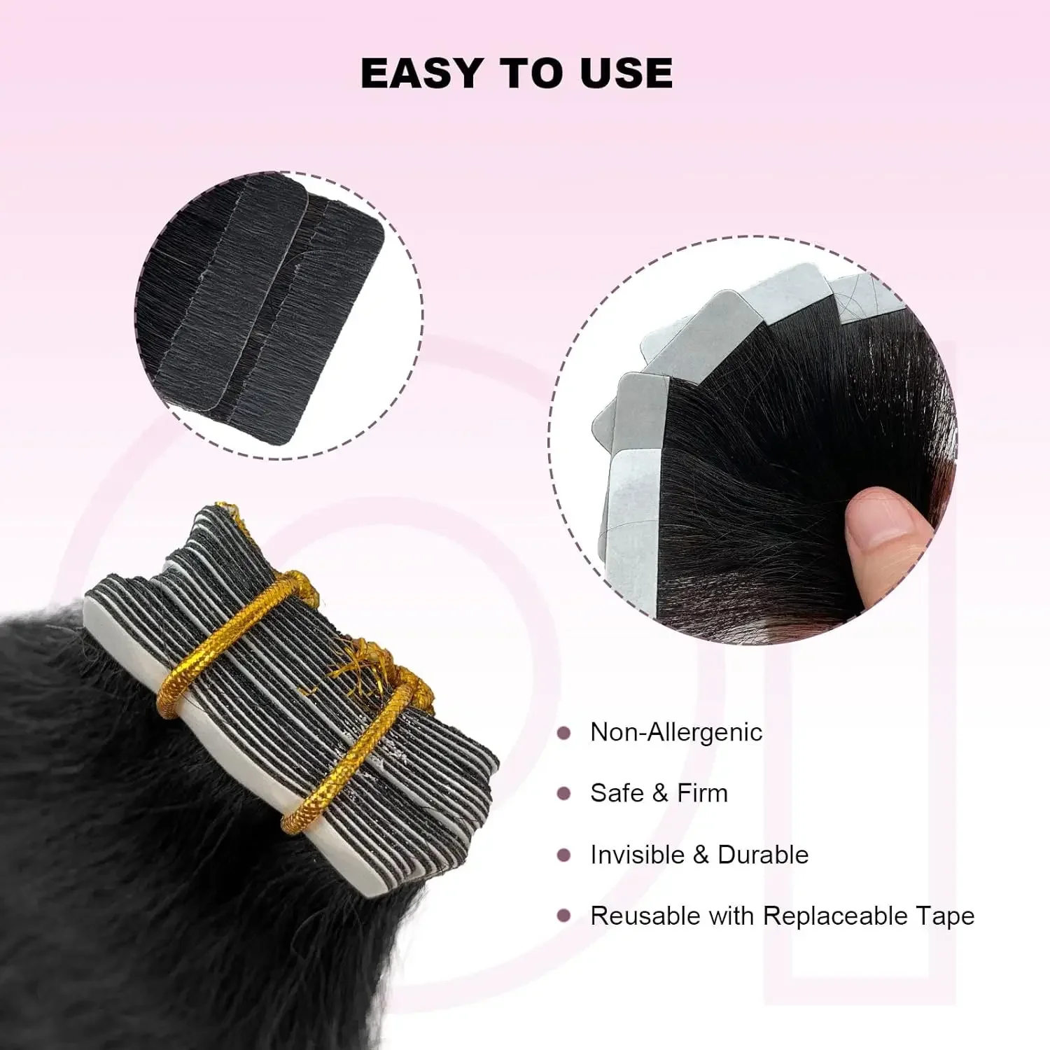 Brazilian Remy Human Hair Extensions Skin Weft Adhesive Glue Straight Tape In 100% Real Hair 50G 20 Pcs_voghion.com