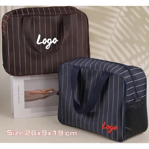 Custom Logo Print Wholesale Oxford Large Capacity Makeup Case Durable Cosmetic Travel Pack Toiletry Storage Zipper Wash Bag