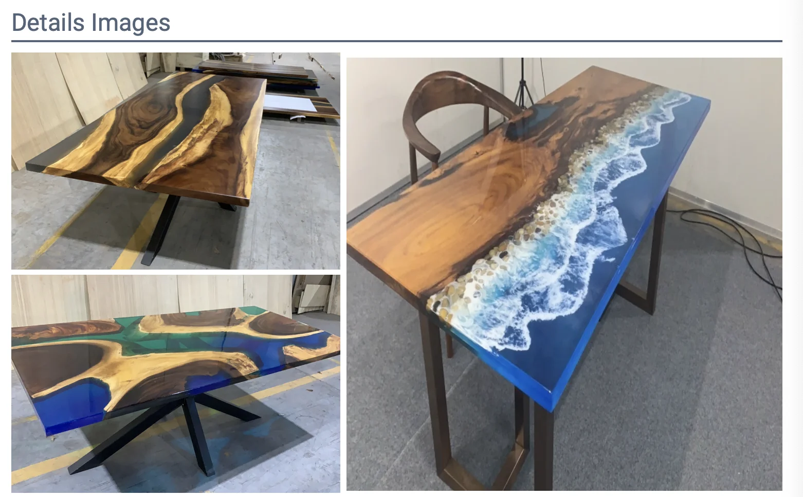 Live Edge Wood Slab With Epoxy Filled River Table Customized Models
