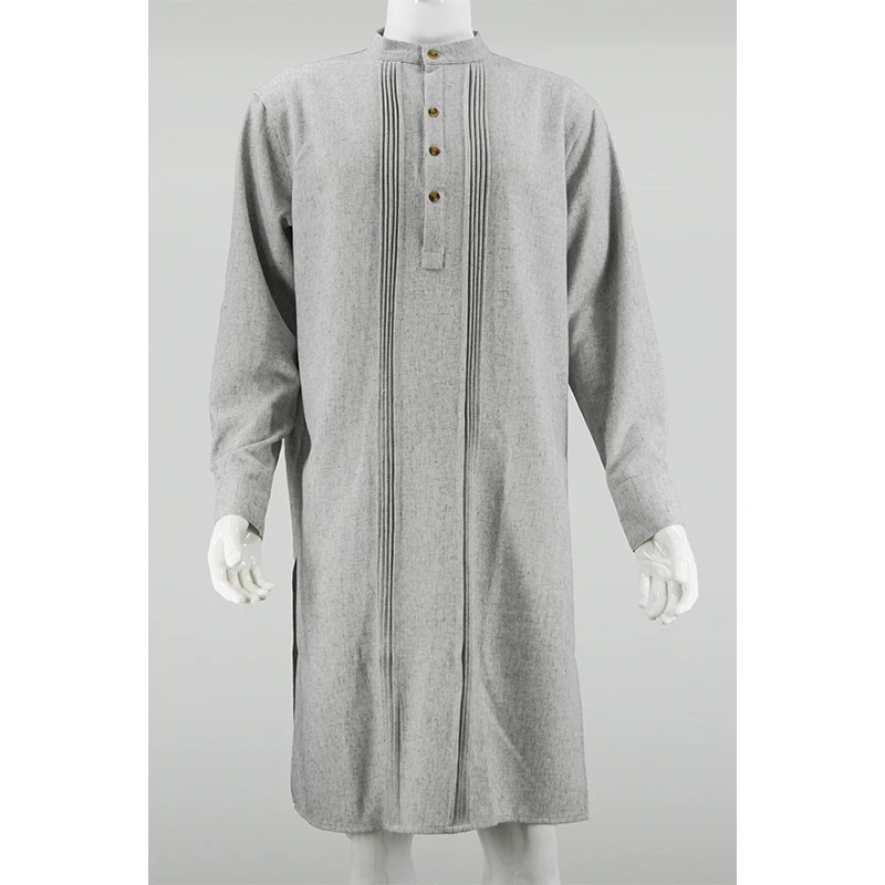 Modern Arab Thobe Shirt for Men Long Muslim Robe Simple Style Islamic Clothing for Daily Prayer & Business