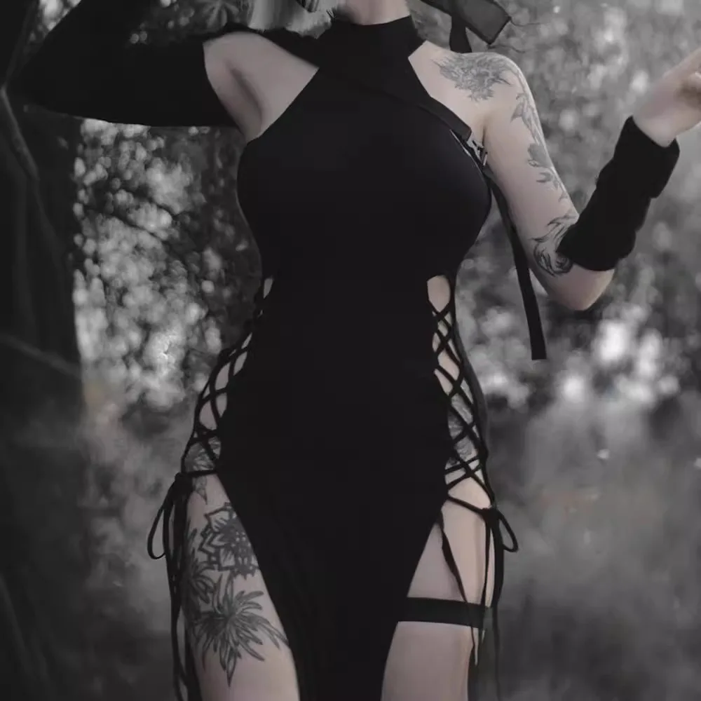 chinese dress ladies Solace Lace Up Corset Mini Dress | Noir Handmade