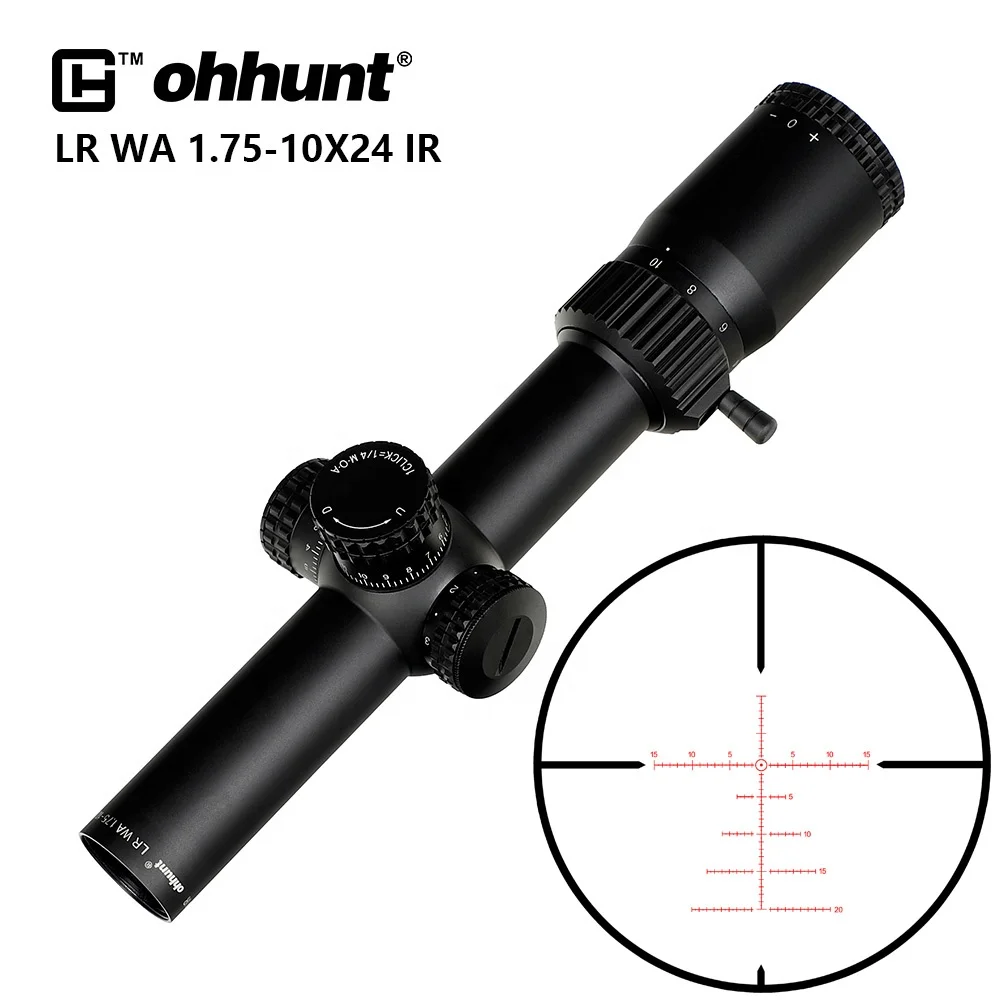 Ohhunt LR WA 1,75-10x24 ИК Компактный Тактический прицел стеклянная гравированная сетка Красная подсветка Блокировка башни сброс прицела