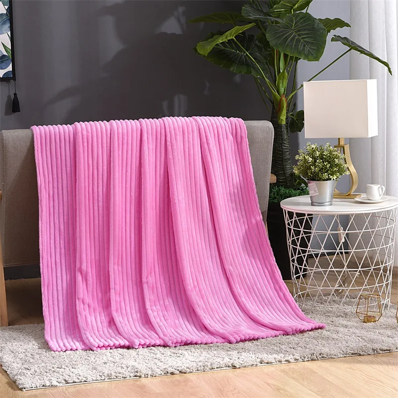 Aoyatex Wholesale 100% Polyester Fleece Blanket Solid Reversible Stripes Chunky Plush Flannel Blanket Fleece Throws And Blankets factory