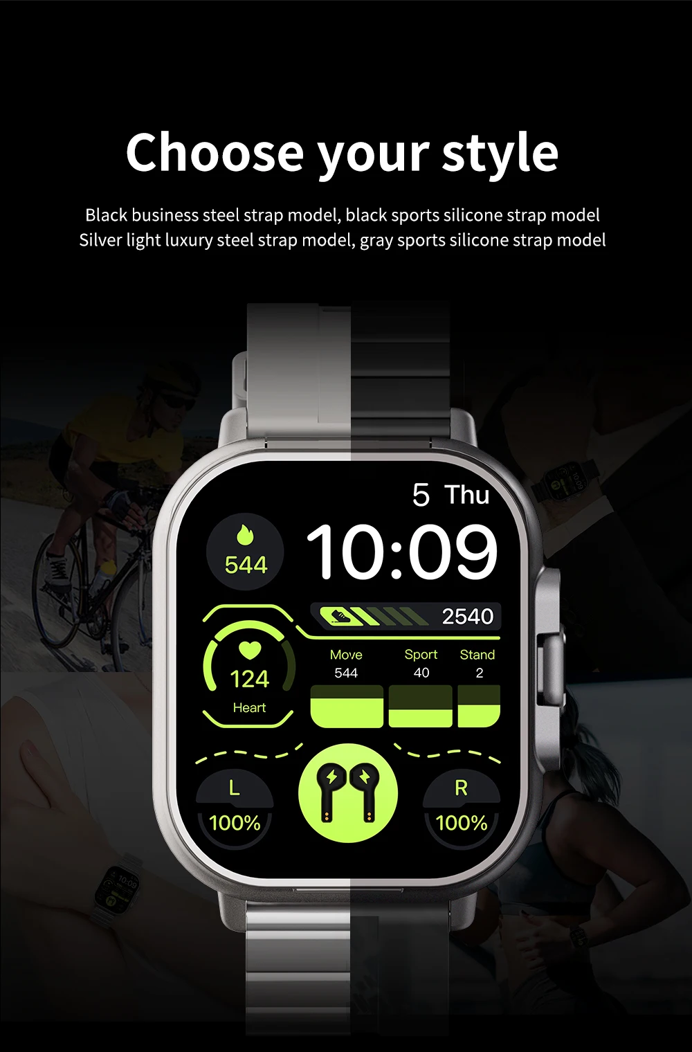 2026 Smart Watch D8E with Earbuds & Heart Rate Monitor