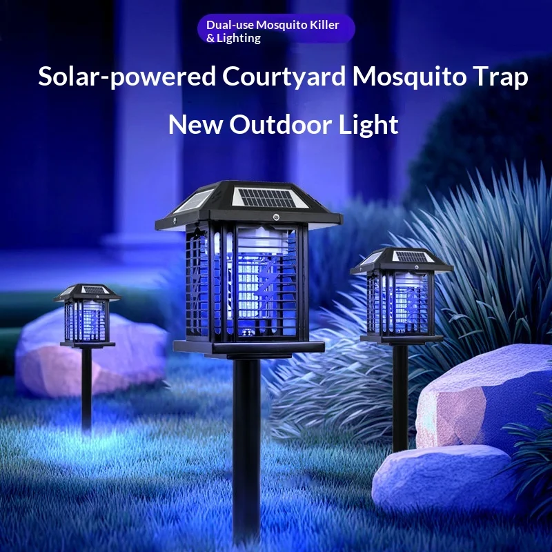 Solar-Moskitotöterlampe MK05 mit Lichtwellen-Falle und elektrischem Schock für den Einsatz im Außenbereich und im Garten