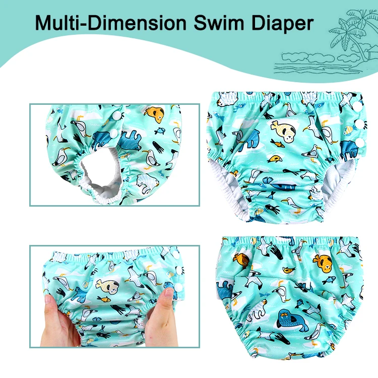 Natucare Eco Friendly Reusable Leopard Swimming Cloth Diapers For Baby