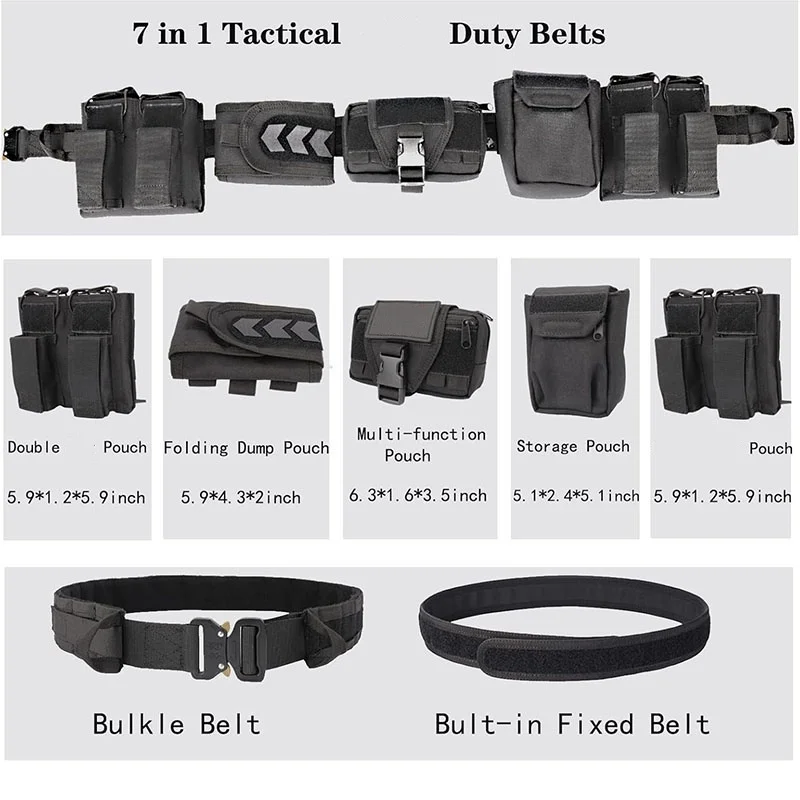 Durable Outdoor Tactical Belt with Accessories Fashionable Duty Belts High Density Material Wear-resistant Tactic Waist Belt