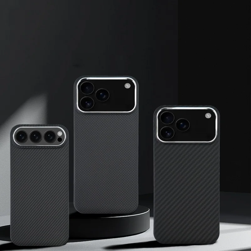 product laudtec custom logo real ultra thin carbon fiber mental frame shockproof mobile protective magnetic phone case for iphone 17 pro-3
