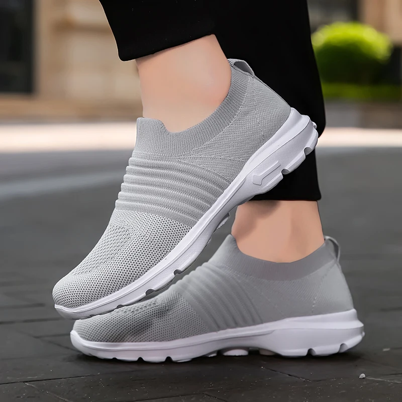 Briskorry Womens Walking Sock Shoes Lightweight Slip on Breathable Yoga Sneakers Casual Mesh Flat Shoes