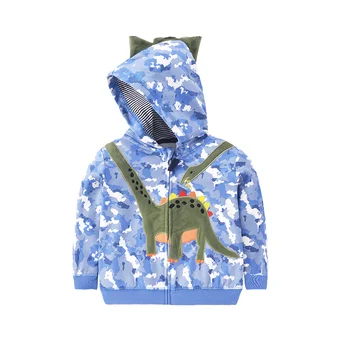 Autumn Kids Boys Hooded Baby Jackets Outwears Long Sleeve Cotton Clothes Zipper Factory Wholesale Cartoon Animal Pattern Design