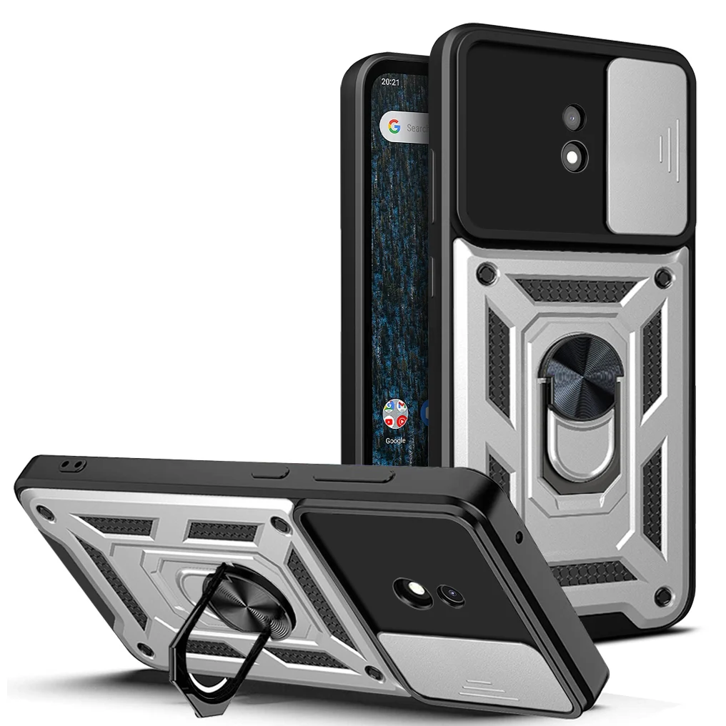 Metal Ring Slide Camera Protection Armor Magnetic Back Cover Case for Nokia C1 Plus
