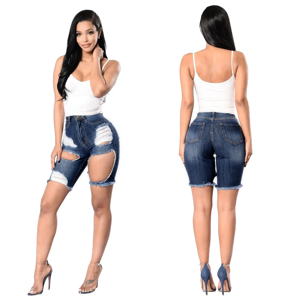 ripped jean shorts knee length