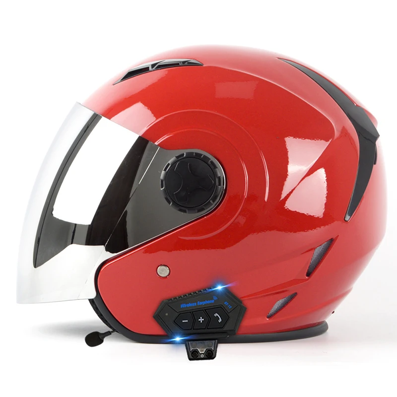 Smart Wireless 3/4 Open Face Electric Motorcycle Helmet with Built-in for Bluetooth Headphone & Microphone Ridi Motorbike Smart Wireless 3/4 Open Face Electric Motorcycle Helmet with Built-in for Bluetooth Headphone & Microphone Ridi Motorbike