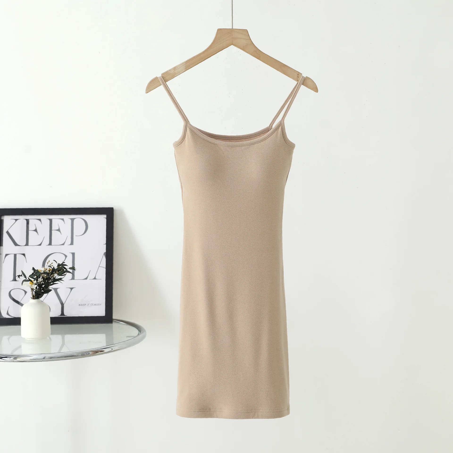 Spring Winter Midi Dress with Sexy Sweet and Spicy Style Slim and Thin  Hip-Wrapped Bottoming Suspender Short Skirt for Women
