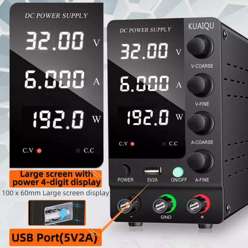 32V/6A Adjustable DC Power Supply - Precision & Reliability