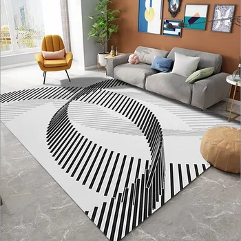 3D Vortex Illusion Black and White Striped Area Rugs 3D Printed Carpets Factory Price 3d carpet
