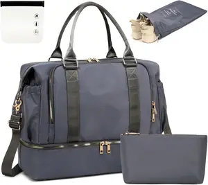 Luxury Designer Polyester Women's Weekender Duffel Bag Custom Water Resistant Luggage with Zipper Closure for Travel