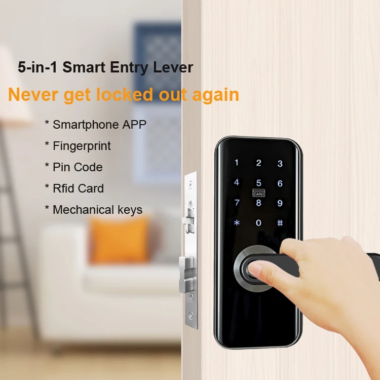 Лидер продаж, Водонепроницаемый дверной смарт-замок с приложением, биометрический замок с отпечатком пальца, дверная ручка, цифровой БЕСКЛЮЧЕВОЙ замок
