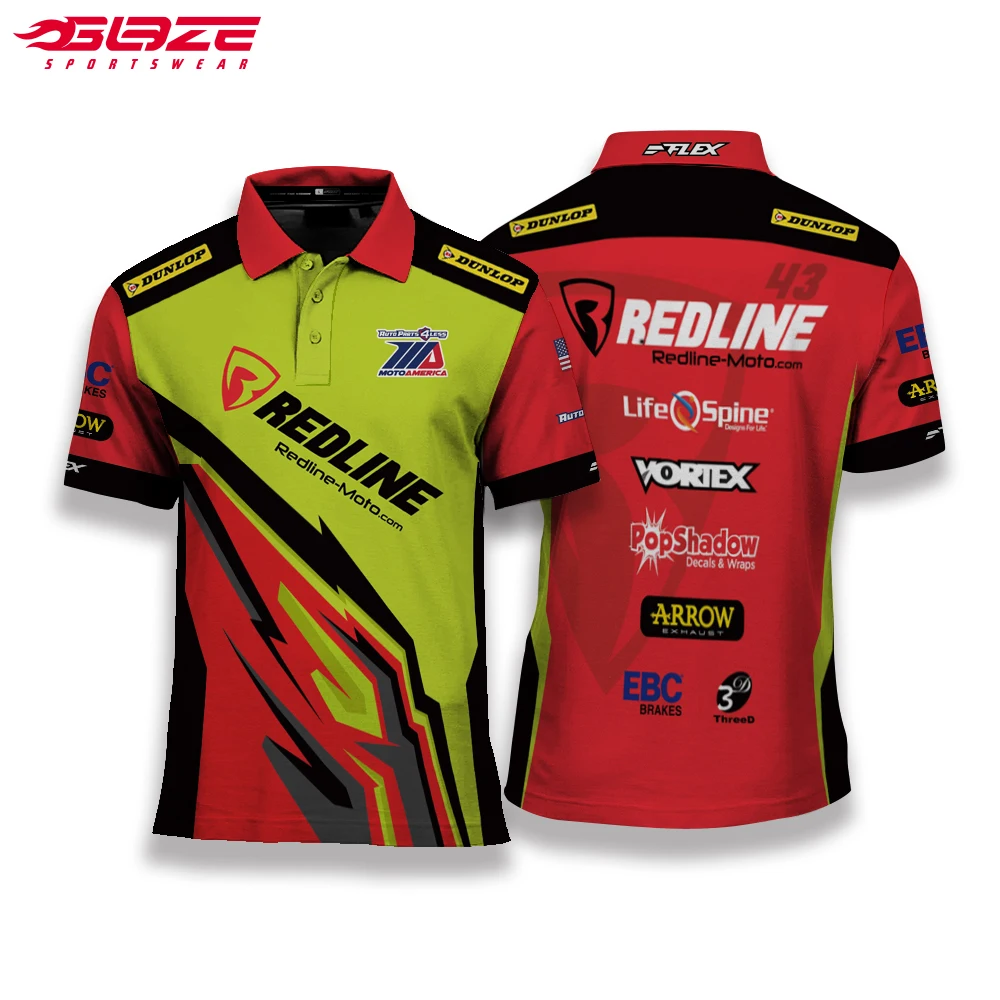 Full Dye Sublimated Custom Pit Crew Shirts Auto Racing Shirts